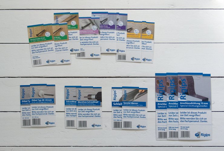 "Vergriffen-Schilder" für den Baumarkt