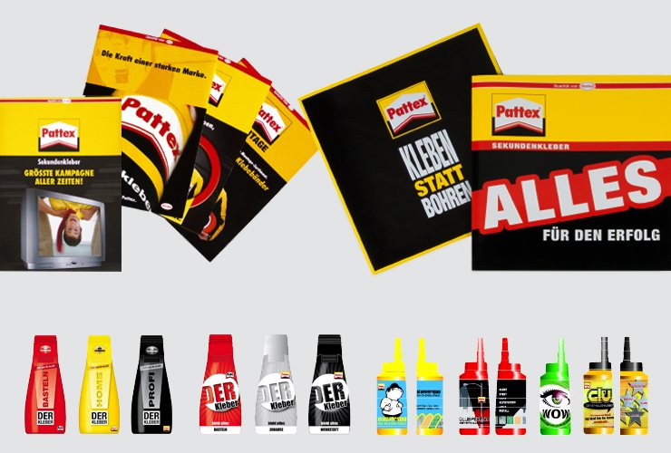 Salesfolder und diverse Verpackungen für Kleber